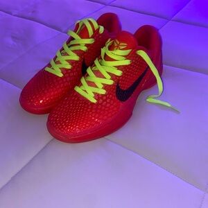 Nike Kids Red Sneakers with Neon Laces